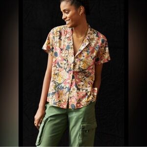 Anthropologie Pilcro Printed Voile Surf Shirt Top